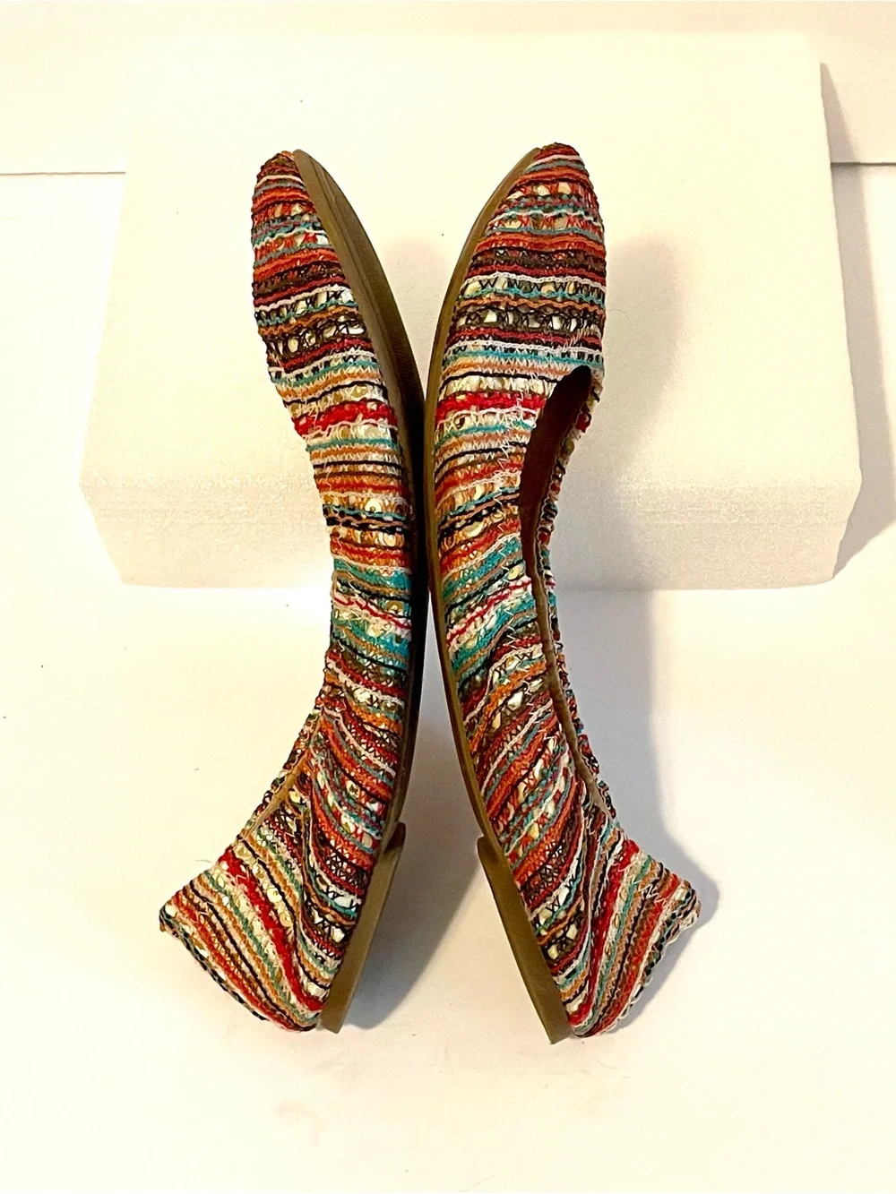 Lucky Brand Woven Sequin Stripe Ballet Flats